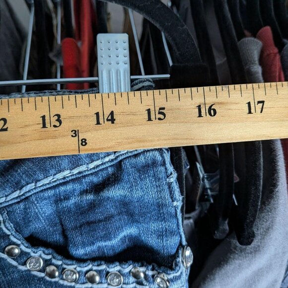 Miss Chic women's rock revival style denim shorts with rhinestones - Picture 4 of 5